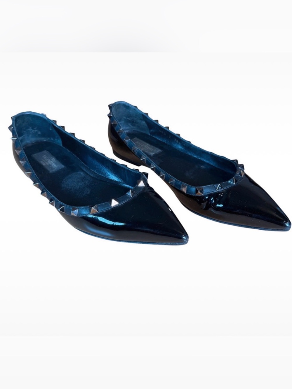 Valentino Black Patent Noir Rockstud Flats 8.5
